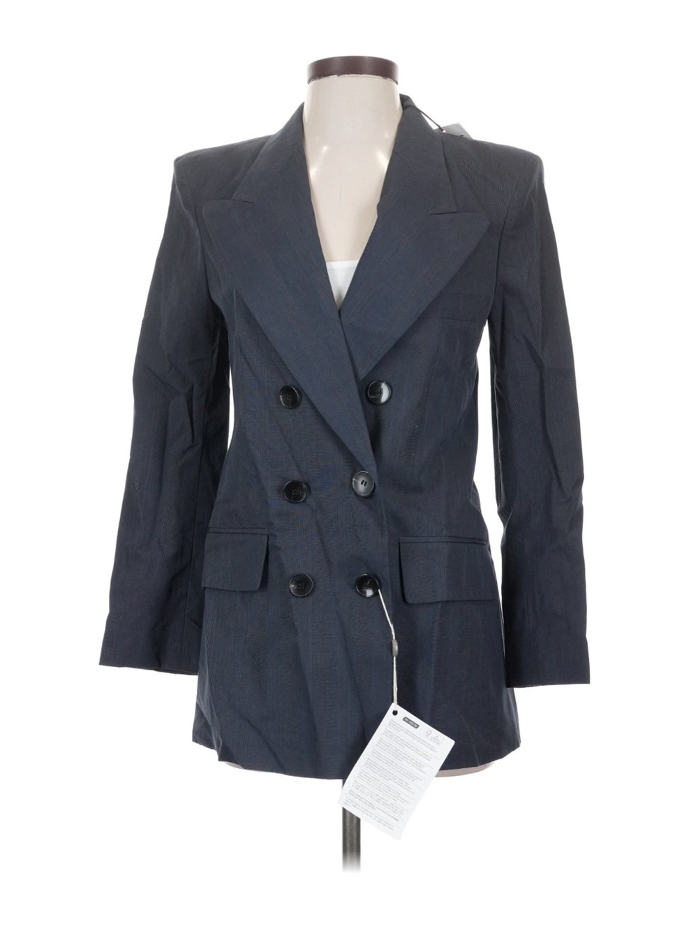 Double-Breasted Navy Plaid Blazer
